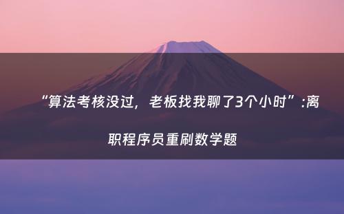 “算法考核没过，老板找我聊了3个小时”:离职程序员重刷数学题