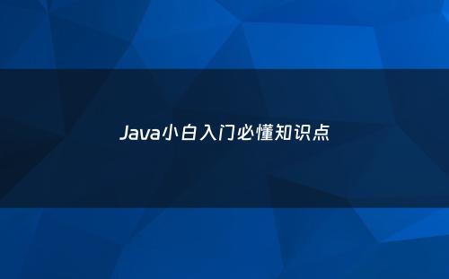 Java小白入门必懂知识点