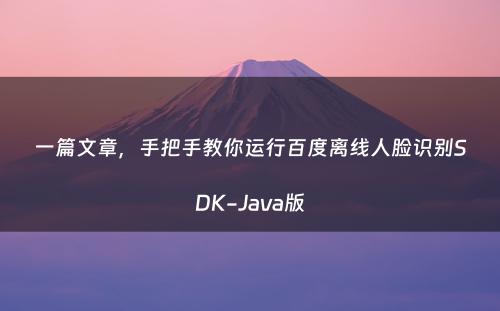 一篇文章，手把手教你运行百度离线人脸识别SDK-Java版