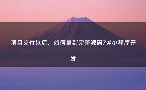 项目交付以后，如何拿到完整源码?#小程序开发