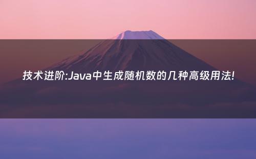 技术进阶:Java中生成随机数的几种高级用法!