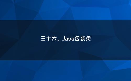 三十六、Java包装类