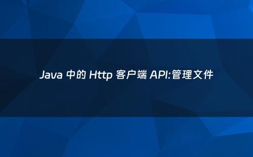Java 中的 Http 客户端 API:管理文件