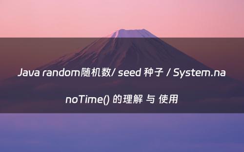 Java random随机数/ seed 种子 / System.nanoTime() 的理解 与 使用