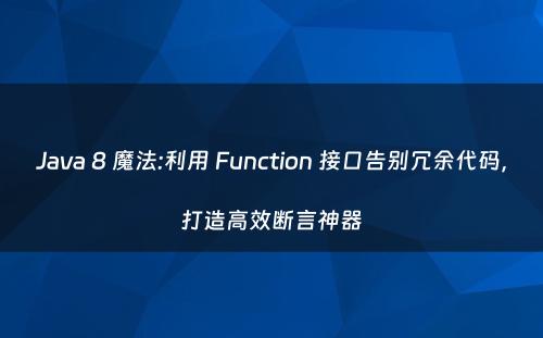 Java 8 魔法:利用 Function 接口告别冗余代码，打造高效断言神器
