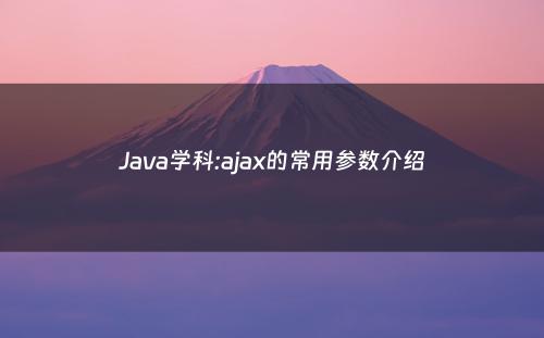 Java学科:ajax的常用参数介绍
