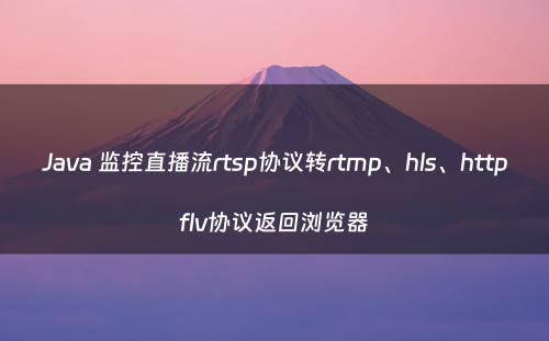 Java 监控直播流rtsp协议转rtmp、hls、httpflv协议返回浏览器