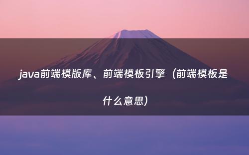 java前端模版库、前端模板引擎（前端模板是什么意思）