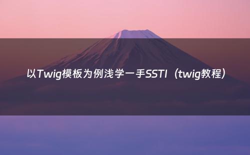 以Twig模板为例浅学一手SSTI（twig教程）