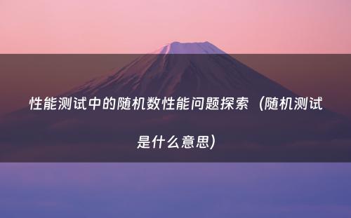 性能测试中的随机数性能问题探索（随机测试是什么意思）