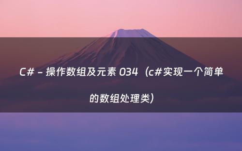 C# - 操作数组及元素 034（c#实现一个简单的数组处理类）