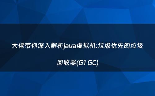 大佬带你深入解析java虚拟机:垃圾优先的垃圾回收器(G1 GC)