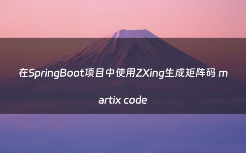 在SpringBoot项目中使用ZXing生成矩阵码 martix code