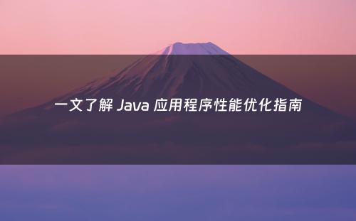 一文了解 Java 应用程序性能优化指南