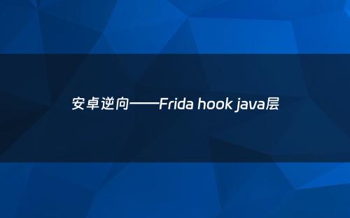安卓逆向——Frida hook java层