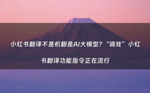 小红书翻译不是机翻是AI大模型?“调戏”小红书翻译功能指令正在流行