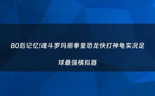 80后记忆!魂斗罗玛丽拳皇恐龙快打神龟实况足球最强模拟器