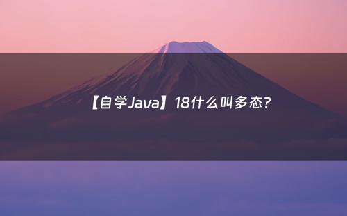 【自学Java】18什么叫多态?