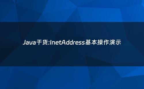 Java干货:InetAddress基本操作演示