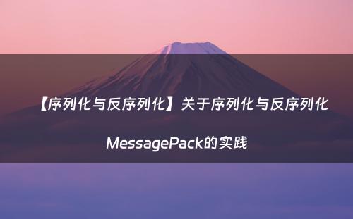 【序列化与反序列化】关于序列化与反序列化MessagePack的实践
