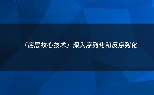 「底层核心技术」深入序列化和反序列化