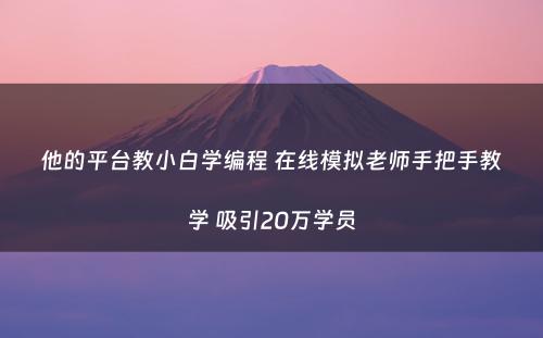 他的平台教小白学编程 在线模拟老师手把手教学 吸引20万学员
