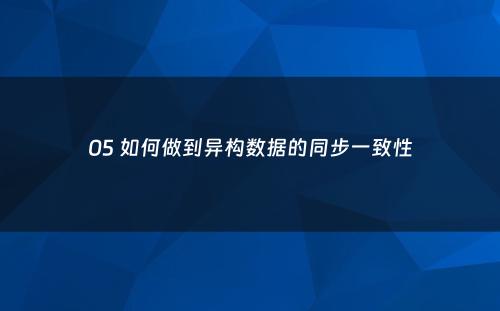 05 如何做到异构数据的同步一致性