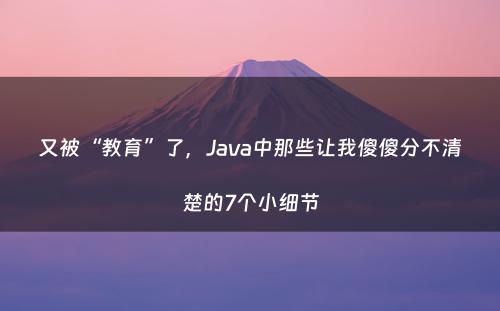 又被“教育”了，Java中那些让我傻傻分不清楚的7个小细节