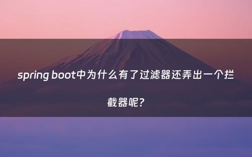 spring boot中为什么有了过滤器还弄出一个拦截器呢?