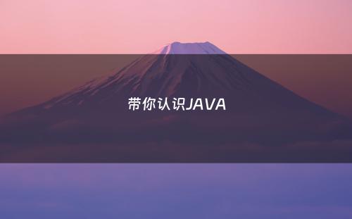 带你认识JAVA