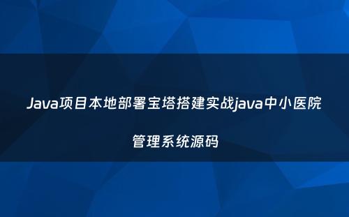 Java项目本地部署宝塔搭建实战java中小医院管理系统源码