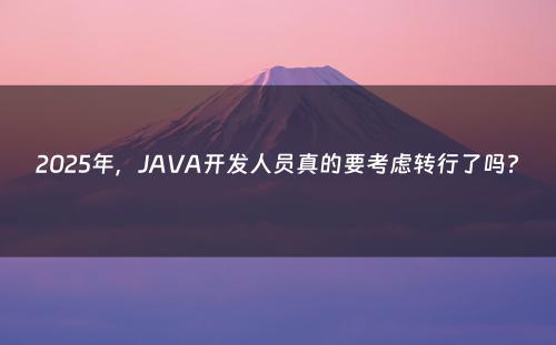 2025年，JAVA开发人员真的要考虑转行了吗?