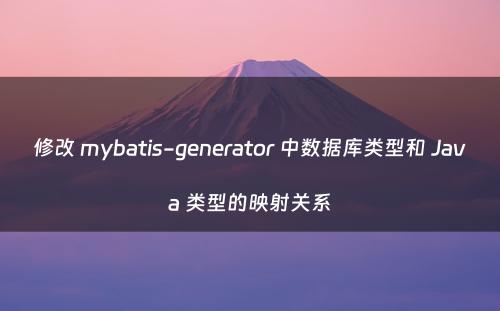 修改 mybatis-generator 中数据库类型和 Java 类型的映射关系