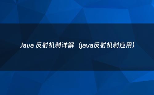 Java 反射机制详解（java反射机制应用）