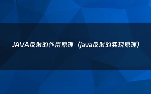 JAVA反射的作用原理（java反射的实现原理）