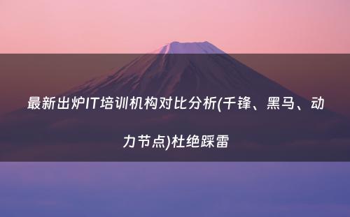 最新出炉IT培训机构对比分析(千锋、黑马、动力节点)杜绝踩雷