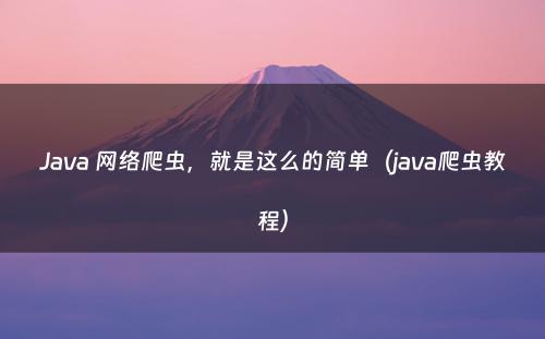 Java 网络爬虫，就是这么的简单（java爬虫教程）