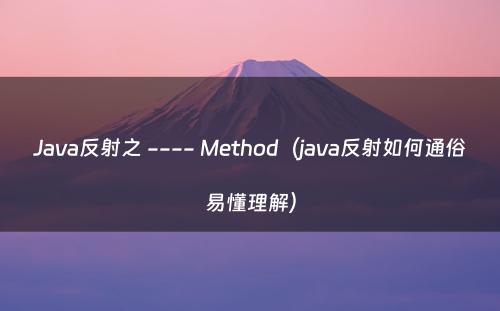 Java反射之 ---- Method（java反射如何通俗易懂理解）