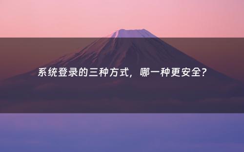 系统登录的三种方式，哪一种更安全?