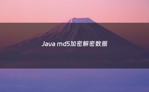 Java md5加密解密数据