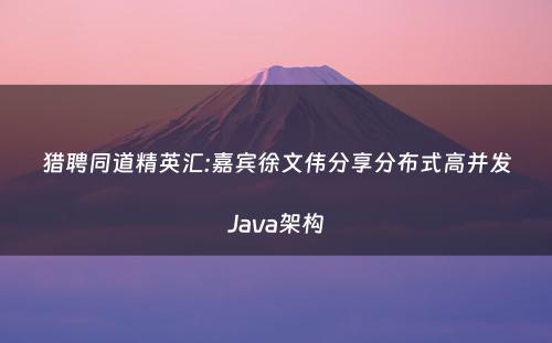 猎聘同道精英汇:嘉宾徐文伟分享分布式高并发Java架构