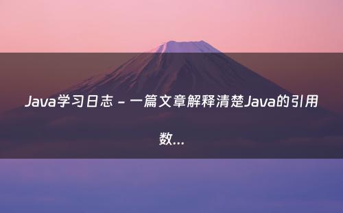 Java学习日志 - 一篇文章解释清楚Java的引用数...
