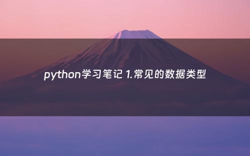 python学习笔记 1.常见的数据类型