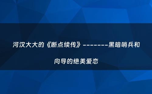 河汉大大的《断点续传》-------黑暗哨兵和向导的绝美爱恋