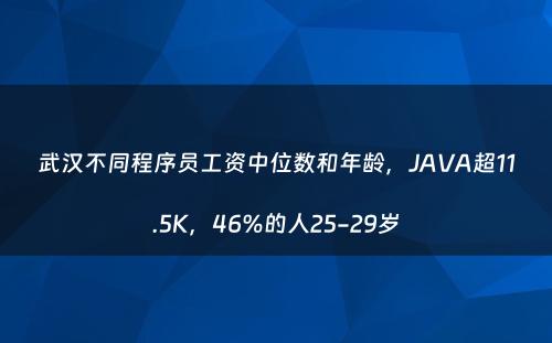 武汉不同程序员工资中位数和年龄，JAVA超11.5K，46%的人25-29岁