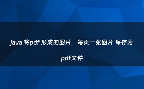 java 将pdf 形成的图片，每页一张图片 保存为pdf文件