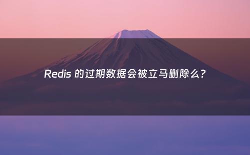 Redis 的过期数据会被立马删除么?
