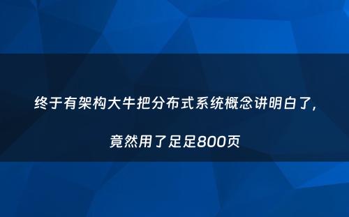 终于有架构大牛把分布式系统概念讲明白了，竟然用了足足800页