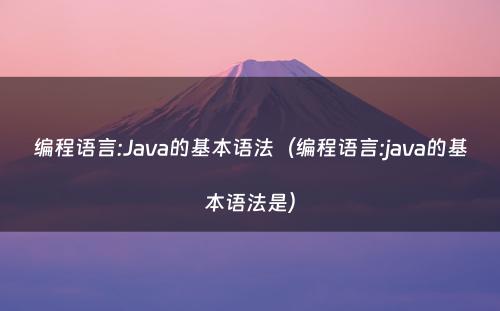 编程语言:Java的基本语法（编程语言:java的基本语法是）
