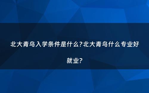 北大青鸟入学条件是什么?北大青鸟什么专业好就业?